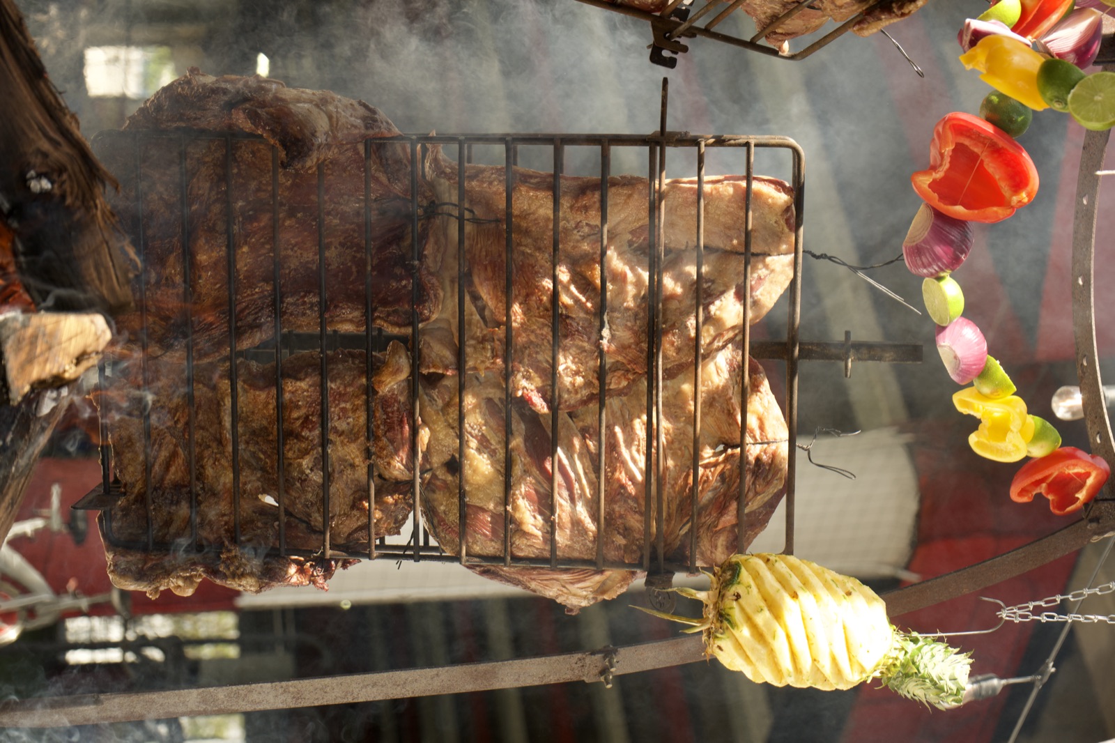 The asado on the cross, slow over hardwood